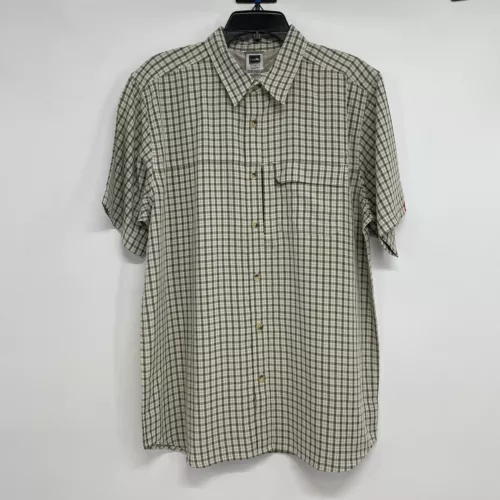 The North Face Crimmel Hiking Shirt Men’s L Green Check Mesh Lined Zip Pocket