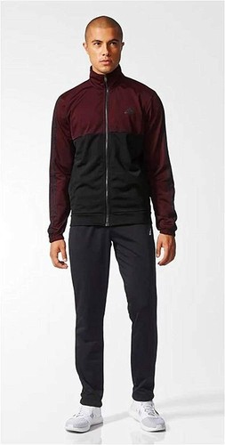 Adidas mens Track suit black maroon jacket and pant set BQ8357 new tracksuit - Picture 2 of 5