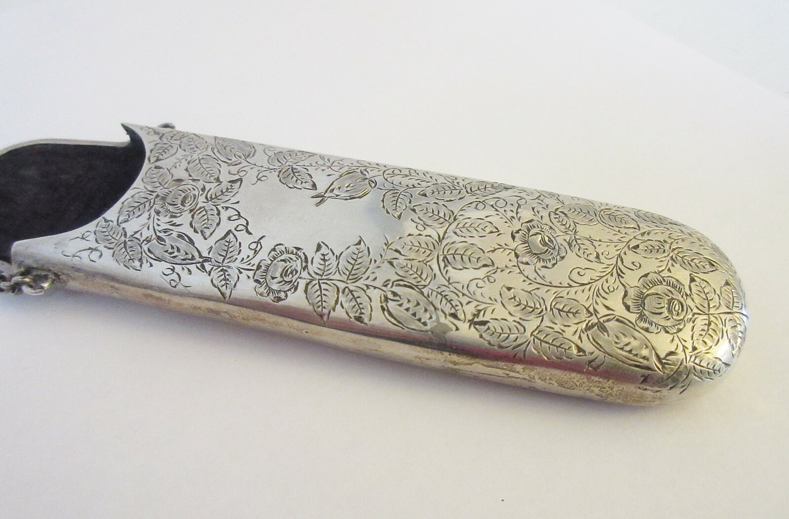 Silver Spectacles Case with Chain Chatelaine Engr… - image 4