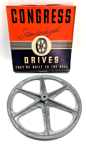 NOS! Vintage Congress 14.00” OD 1/2” Fixed Bore Die-Cast V-Belt Pulley, Type A