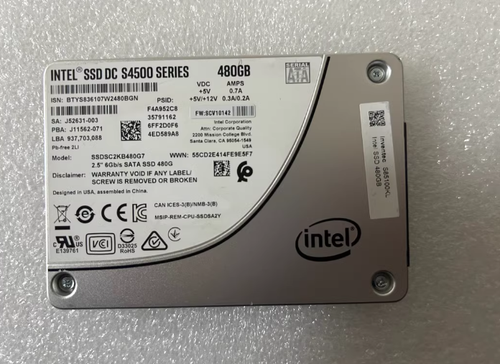 Intel S4500 480GB DC Series SSD 2.5" SATA3 Solid State Drive SSDSC2KB480G7