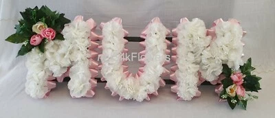 MYSILKFLOWERS MUM Artificial Silk Funeral Tribute Any 3 Letter Name Flower Wreath