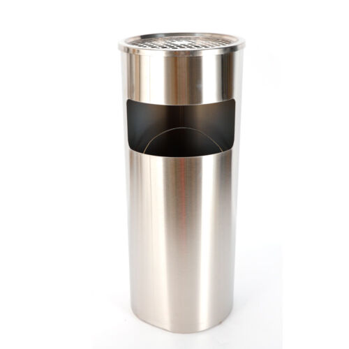 30L Stand Trash Can Indoor/Outdoor Ashtray Separator Stainless Steel - Picture 1 of 9