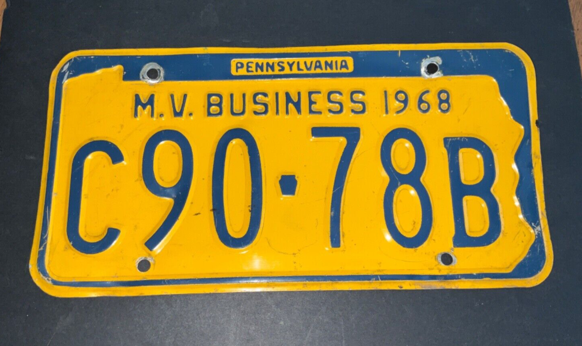 1968 Pennsylvania M.V. Business MV License Plate Tag C90-78B | eBay