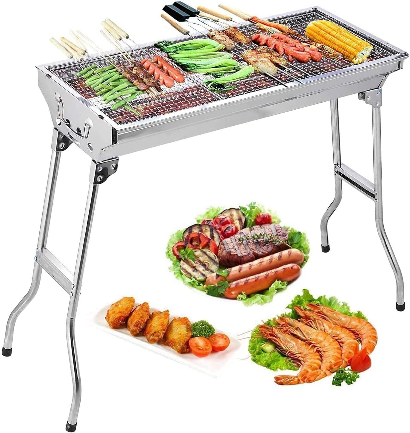 Barbecue a Carbonella per Famiglia e Amici | Grande Griglia Barb