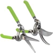 2PC Pruning Shear Set 8'' Handing Pruner w/Straight Blade 8" Bypass Garden Shear
