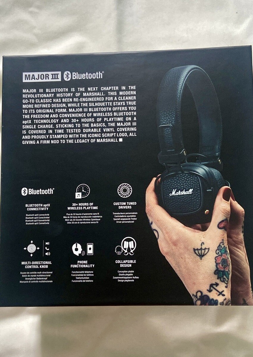 Marshall Major III On the Ear Wireless Headphones - Black - New In Box Marshall Major III On the Ear Wireless Headphones - Black - New In Box