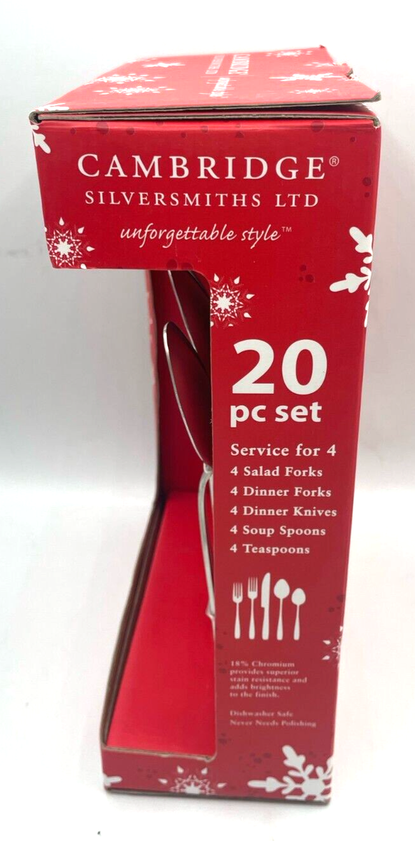 NEW Cambridge SNOWMAN FROST 20pc Flatware Set Service for 4