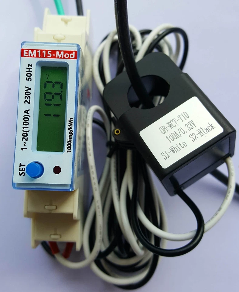 120 to 230 Volts Single phase external CT KWh multimeter DIN rail - Pulse output - Image 3 of 4