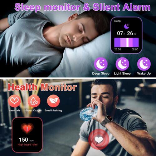 Bluetooth Smartwatch mit Schrittzähler Pulsuhr Armbanduhr Sportuhr Android IOS - Bild 3 von 15