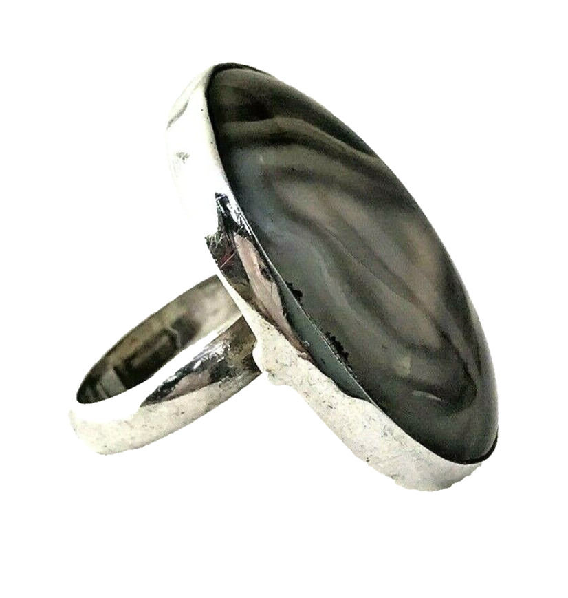 Agate Statement Large Oval Ring in Sterling Silve… - image 2