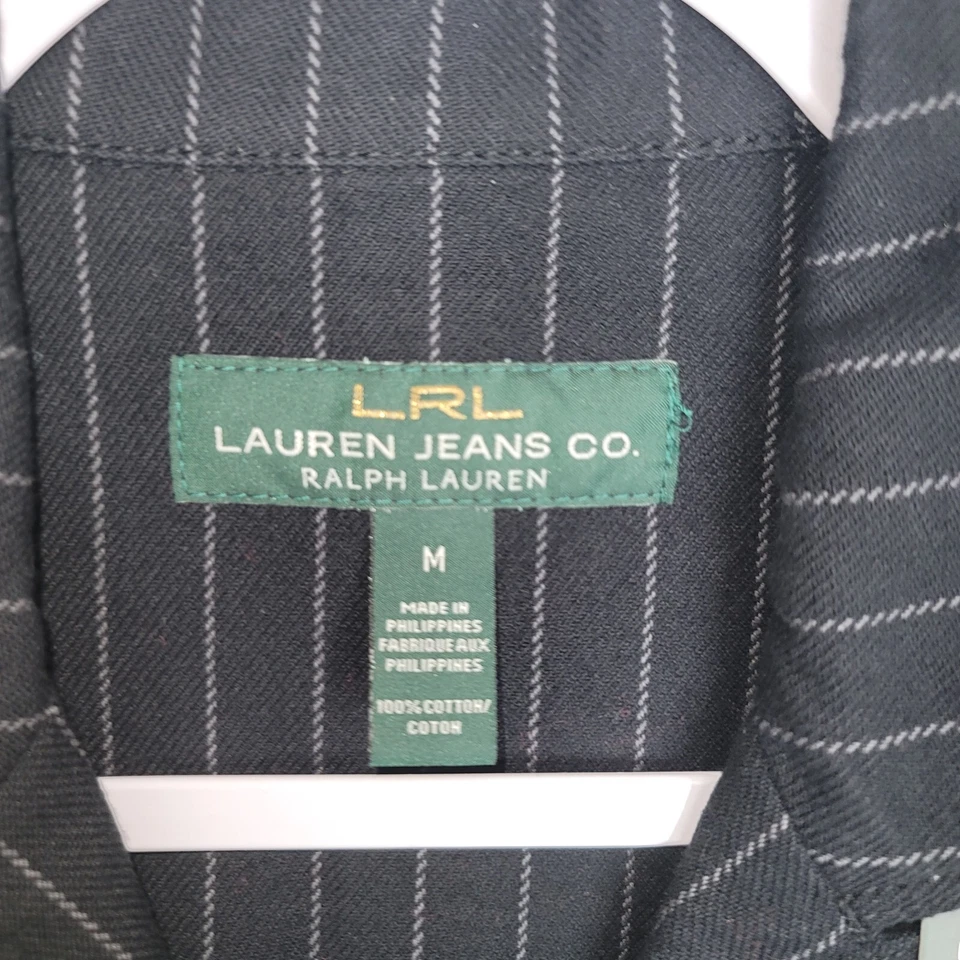 Blazer novo com etiquetas LRL Lauren Jeans Co. tamanho M (34/36) jaqueta executiva listrada preta - Imagem 3 de 4