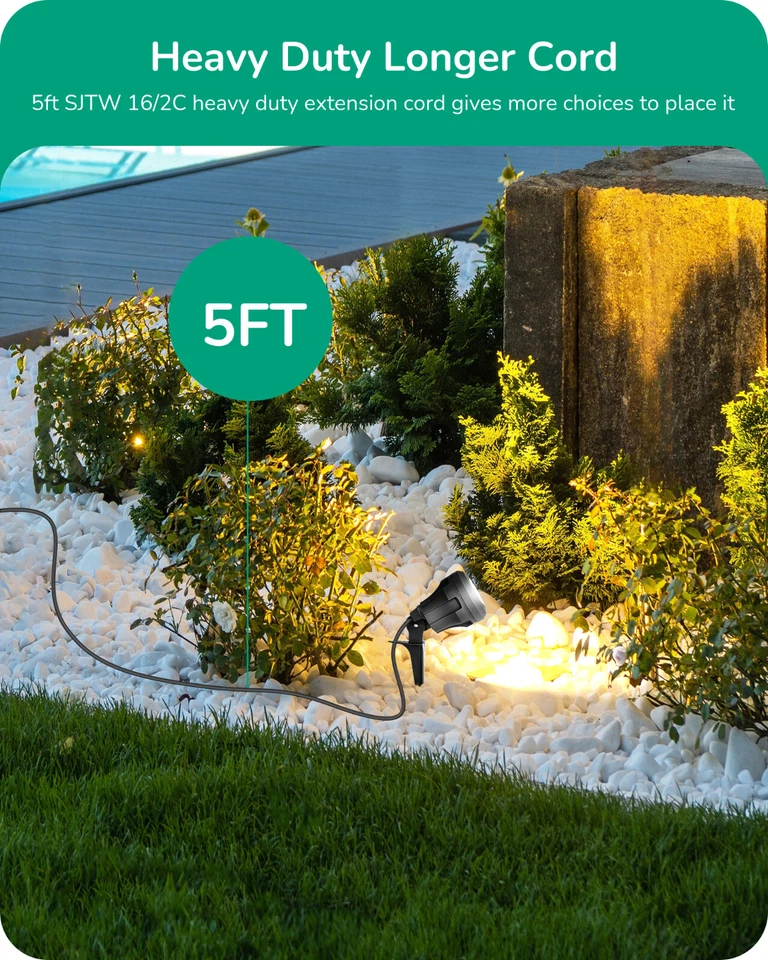 Наружный прожектор EDISHINE 120 В, 5 дополнительных цветных линз, 4,8 Вт 5000K штепсельная вилка - Изображение 4 из 4