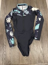 Dakine Womens Rash guard Suit Long Sleeve UPF50 Blue Zipper Swimsuit Bodysuit XS