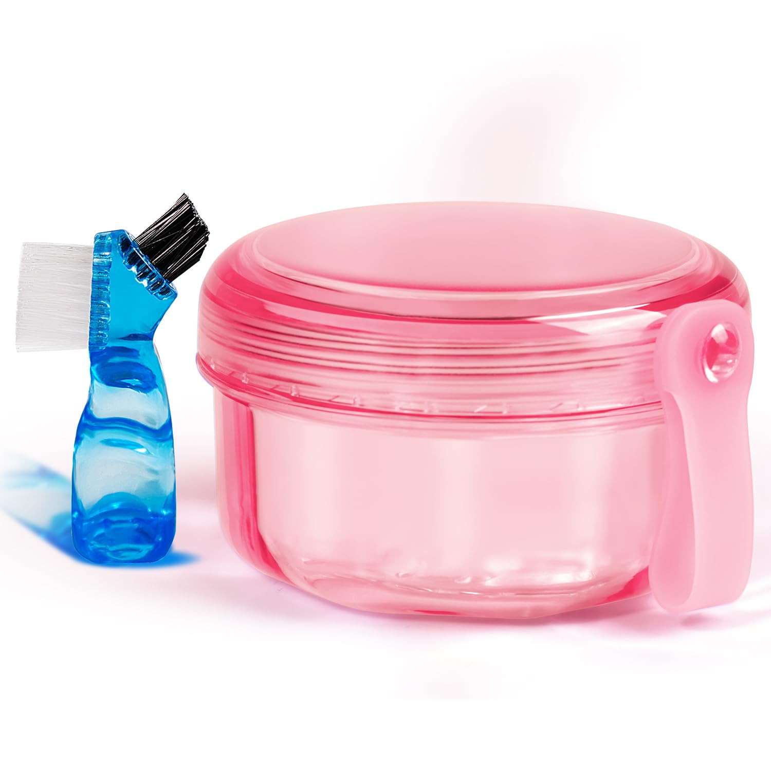 Denture Case, Denture Bath Cup with Brush, Denture Container Cups for Soaking De