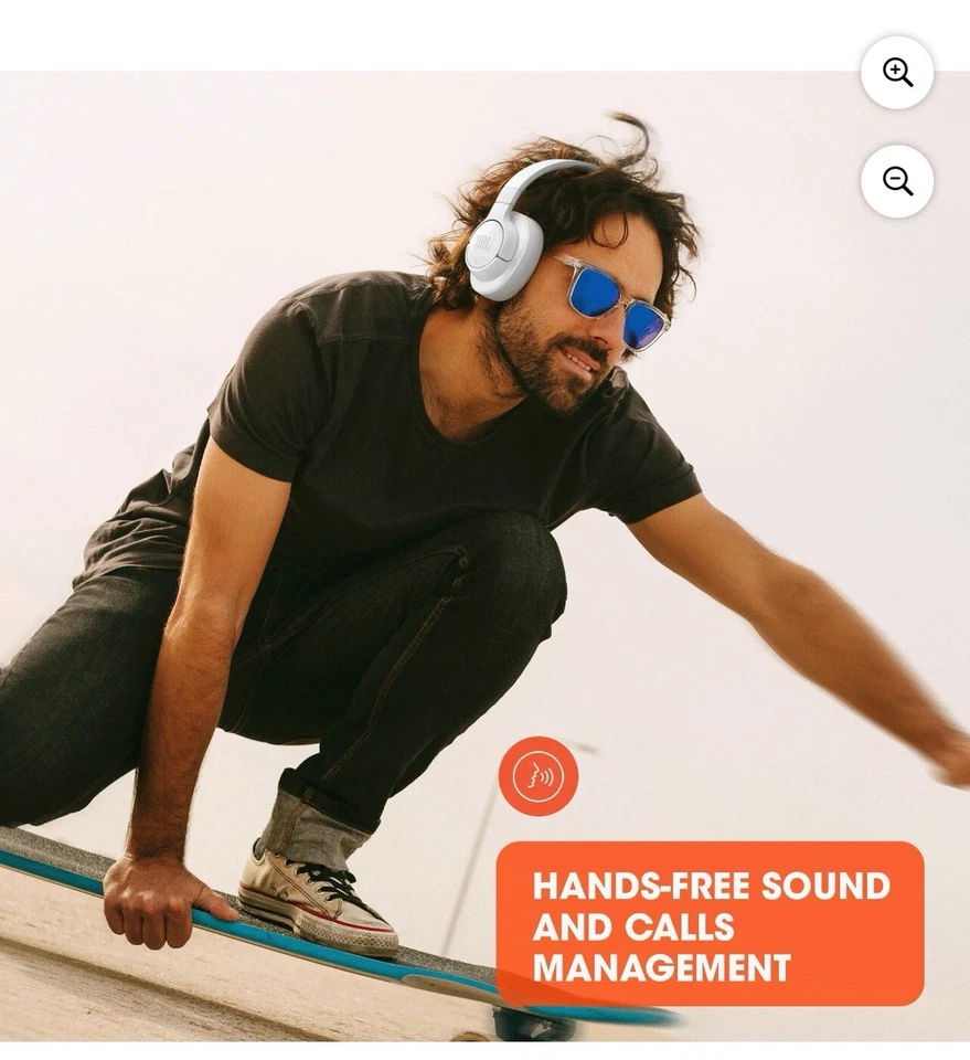 New! JBL TUNE 710BT Wireless Pure Bass Bluetooth Over-Ear Headphones 50Hrs White - Image 2 of 4