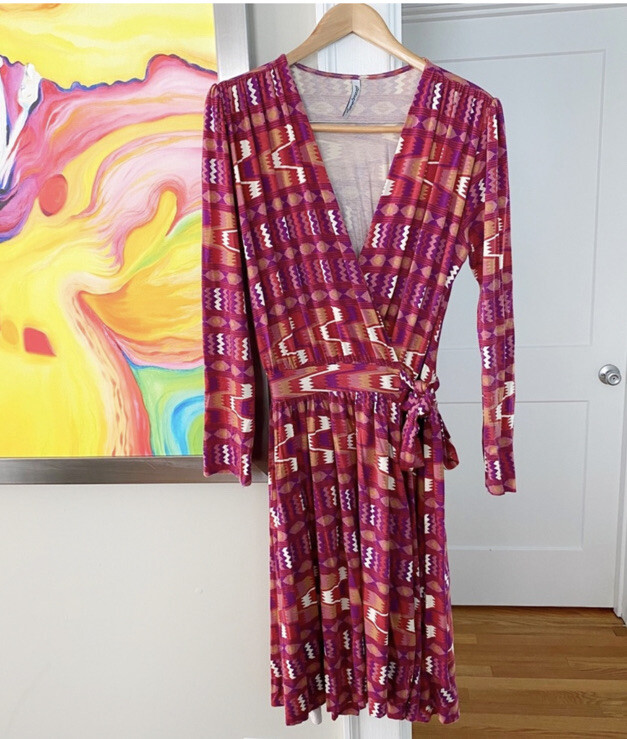 RACHEL PALLY Southwest Print Magenta Soft Jersey True Wrap A-Line Dress 3x