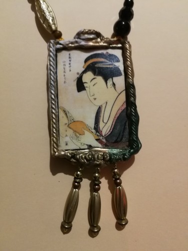 japanese antique amulet oriental jewelry asian necklace talisman pendant chain - Picture 9 of 24