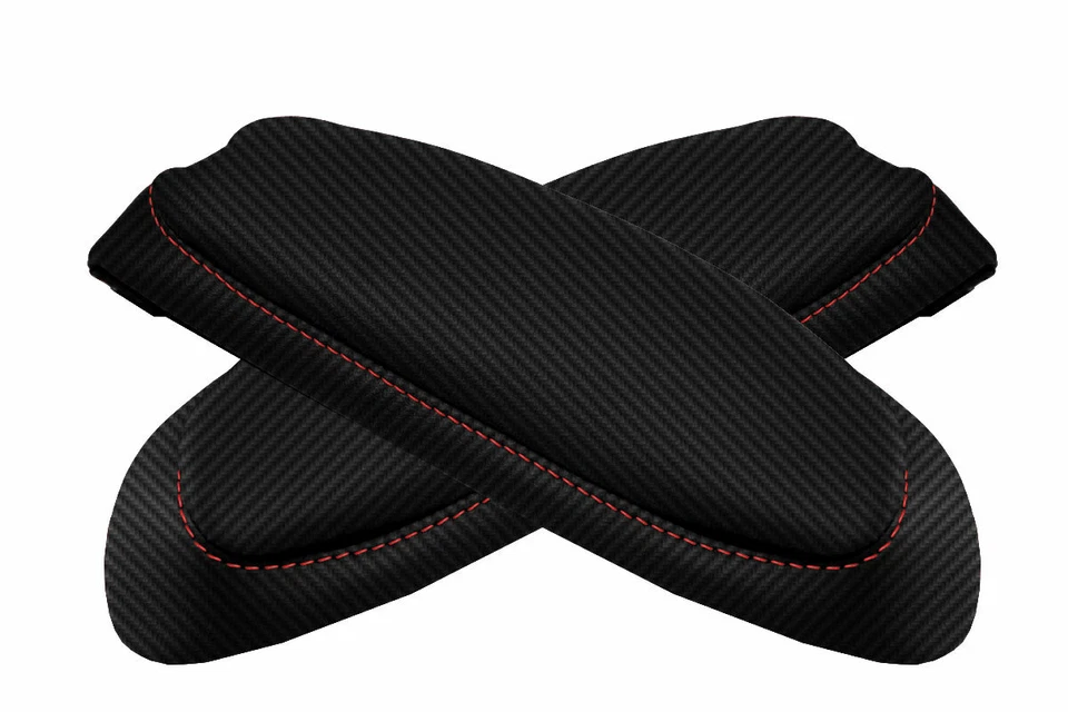Cubierta de reposabrazos de asiento de fibra de carbono negra y roja para GMC Safari 1985-1994 Foto 4 de 4