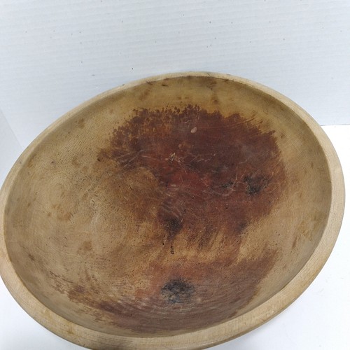 Vtg Munising Wood Bowl Unfinished Turned Wood 13" x 12.5", Rare Signed