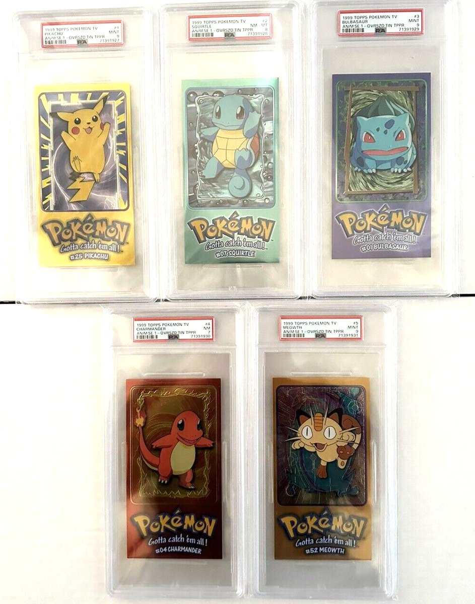 Complete Set of 1999 Topps Pokemon TV Animation Series Tin Toppers