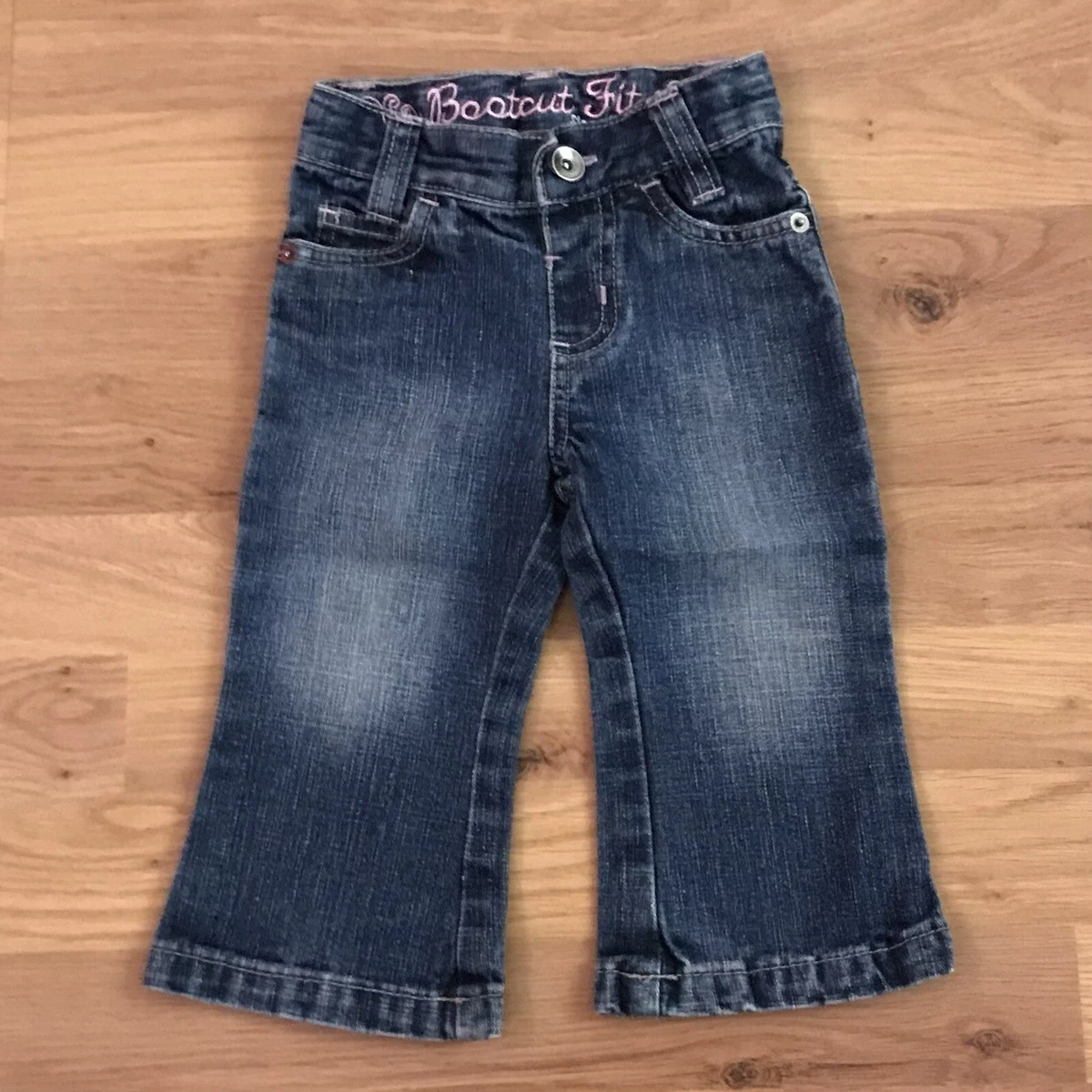 E Vie Angel Bootcut Denim Jeans Baby Girls 12 18 Months Blue Button Done Up