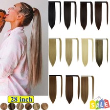 28 inch Drawstring Straight Ponytail Afro Synthetic Wrap Around Hair Extensions