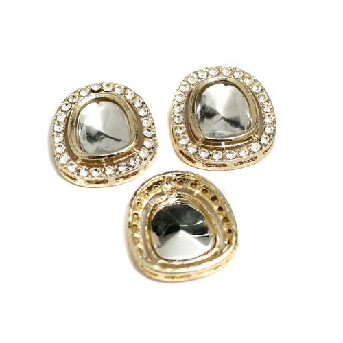 4 Pcs, 24x21mm, Kundan Connectors Golden - Picture 7 of 8