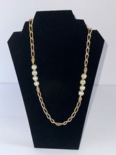 Vintage Dior Long Gold Toned Faux Pearl Necklace