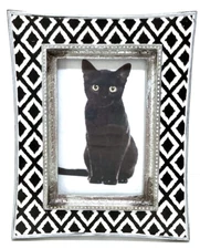 Black White Geometric Resin Picture frame 4x6" Argento SC Italy Silver Border