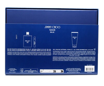 JIMMY CHOO MAN BLUE 3 PIECE GIFT SET EAU DE TOILETTE SPRAY 100 ML