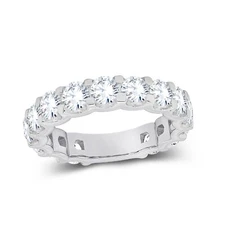 3Ct Round Certified Moissanite Full Eternity Engagement Ring 10K Real White Gold