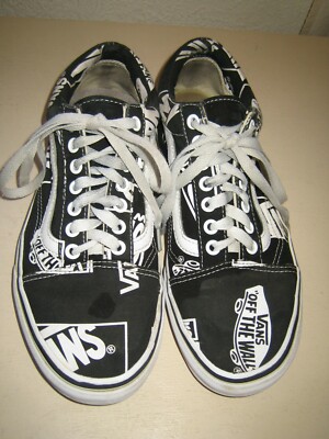 Vans Off The Wall Logo All Over Print Shoe 5721278 Black White Mens  Women 10