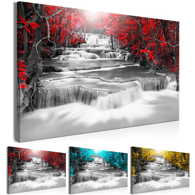 WATERFALL Canvas Print Framed Wall Art Picture Photo Image c-C-0257-b-b