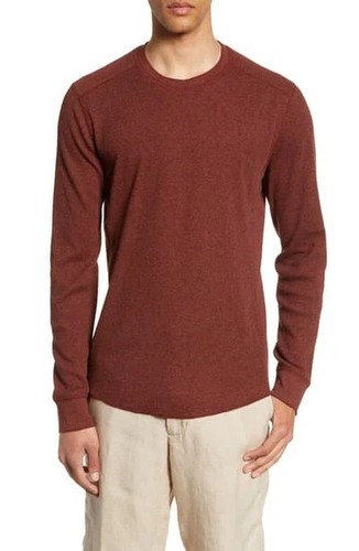 Vince Shirt Herren XXL Waffelstrick Thermo Langarm Crew Tee 2XL dunkelrot - Bild 2 von 15