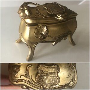 Gold Gilt Victorian Art Nouveau Jewelry Casket
