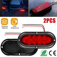 2Pcs 10LED Trailer Lights Stop Brake Turn Lamps For Car Truck 7.5" Oval Sealed
