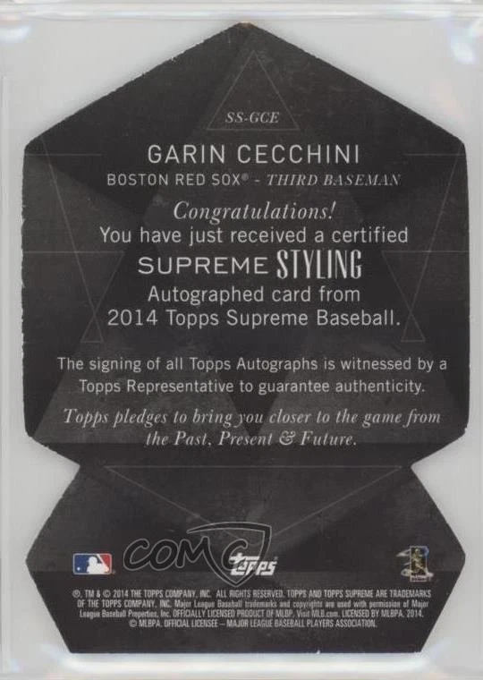 2014 Topps Supreme Stylings Blue /20 Garin Cecchini #SS-GCE Rookie Auto RC - Image 2 of 2