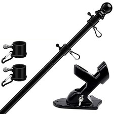 Fahnenmast Flaggenhalter Verstellbar Aluminium Schwarz 180 cm
