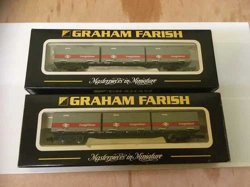 Lot..109X...N GAUGE FARISH 373-451  CONTAINER WAGONS.. BR RAILFREIGHT..X..2.#40#