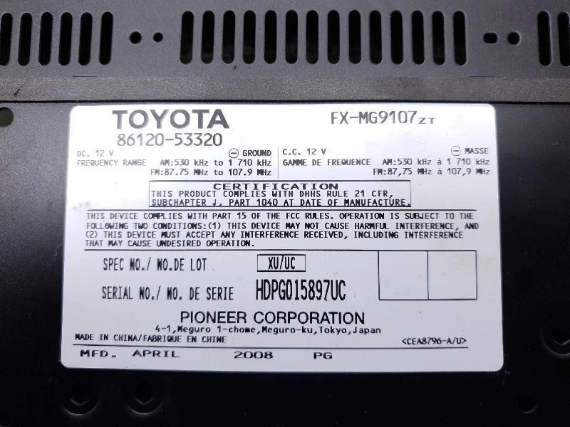 Receptor de radio Face ID P1801 compatible con 06-08 LEXUS IS250 86120-53320 Foto 2 de 4