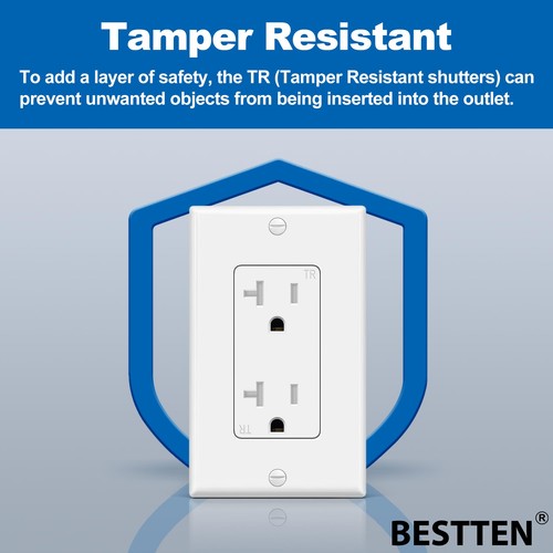 BESTTEN 20 Pack 20 Amp Decor Wall Receptacle Outlet, 20A 20A, White - 第 4/7 張圖片