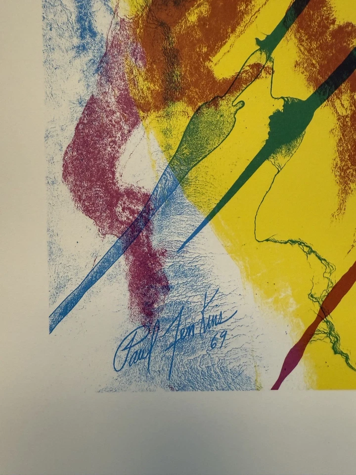 Paul Jenkins, Phenomena Tide Finder 1969, Litografía Firmada Placa Original Foto 3 de 3