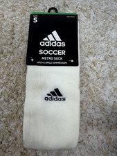 Adidas Metro Soccer White Lightweight Socks Arch Ankle Compression 1-Pair Small