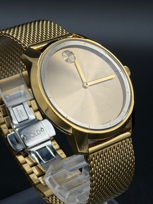 MOVADO Bold Men s Gold Stainless Steel Mesh Bracelet Watch 3600373
