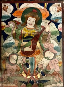 tibetan buddhist thangka, thanka painting, hand painted on cloth 18.25x24.5"