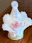 Vintage Fenton Glass Opalescent Smiling Clown Figurine ~ Handpainted