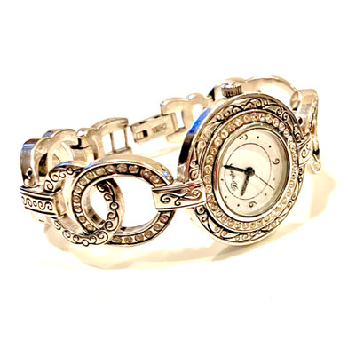 Brighton Stardust Watch Silver Plated Etched Rhinestone  display picture 1