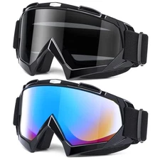 Adult Dirt Bike Goggles, 2-Pack ATV Motorcycle Goggles for Men  Women, Wide V...