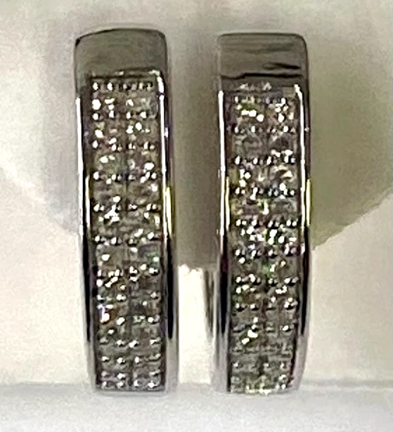 QVC Affinity Sterling Silver 0.50cttw White Diamond Reversible Hoop Earrings - Image 4 of 4